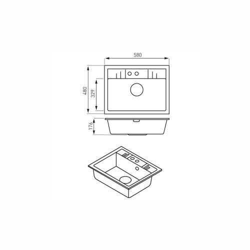 Ferro MEZZO II 1-medencés gránit mosogató 48/58, grafit DRGM1/48/58BA
