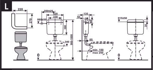 LIV Laguna WC tartály falsík előtti Start-Stop öblítéssel 196892