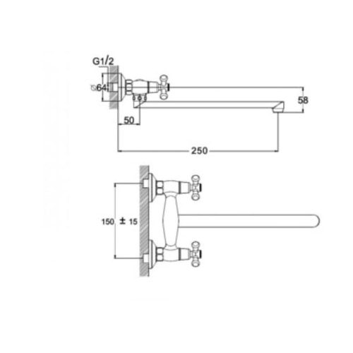 Zegor fali mosogató csaptelep csillag fogantyús