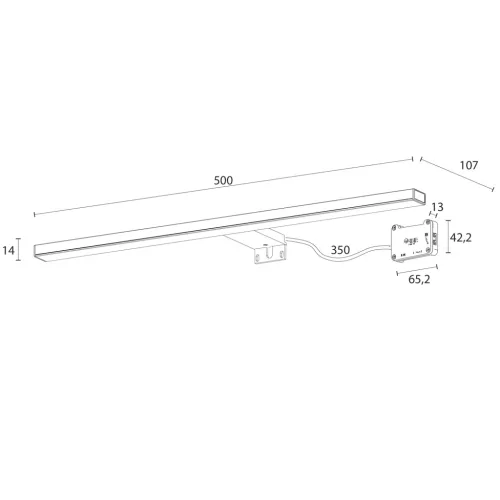 Sapho ESTHER 2 LED lámpa, 8W, 230V, 568lm, IP44, 500x14x107mm, fekete (E27586CI)