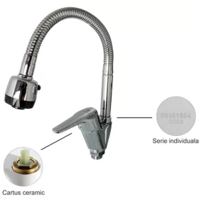 Ermetiq Álló mosogató csaptelep flexibilis 2 funk.