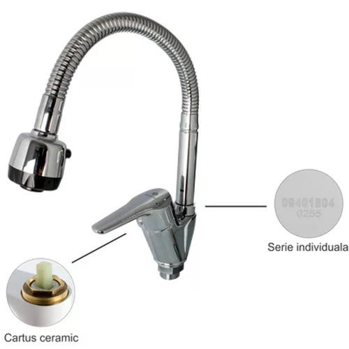 Ermetiq Álló mosogató csaptelep flexibilis 2 funk.