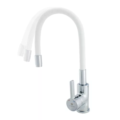 Ermetiq Álló mosogató csaptelep FEHÉR flexibilis kifolyócsővel (35)