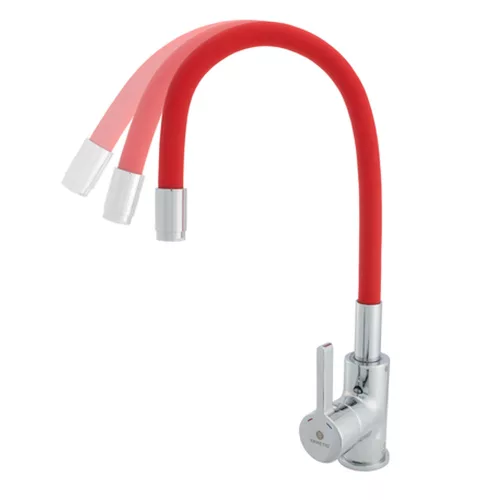 Ermetiq Álló mosogató csaptelep PIROS flexibilis kifolyócsővel (35)