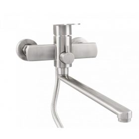   Ermetiq Fali kádtöltő csaptelep INOX, hosszú kifolyócsővel, zuhanyszettel