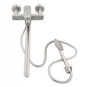   Ermetiq Fali kádtöltő csaptelep INOX, hosszú kifolyócsővel, zuhanyszettel