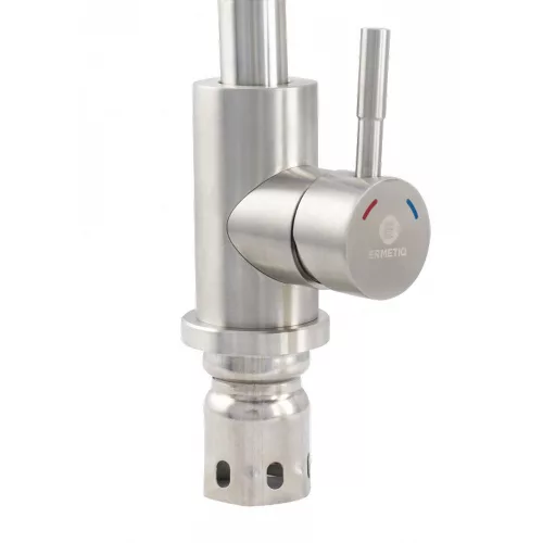 Ermetiq Álló mosogató csaptelep INOX, KÉK flexibilis kifolyócsővel