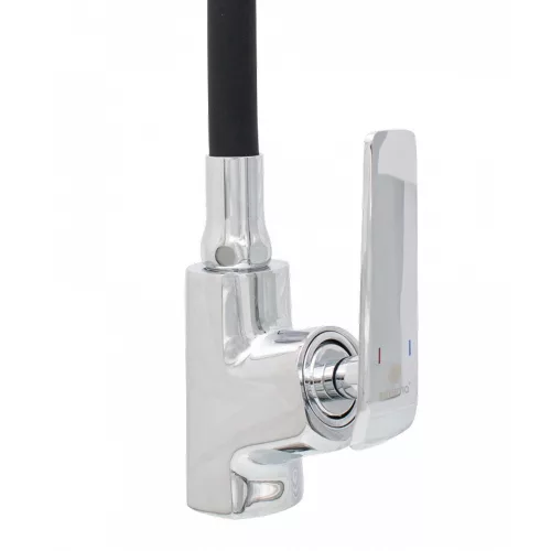 Ermetiq Álló mosogató csaptelep INOX, FEKETE flexibilis kifolyócsővel