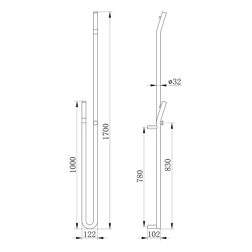 Sapho DUOPASSO törölközőszárító elektromos 45W, matt fekete, 122x1700mm (ER330)