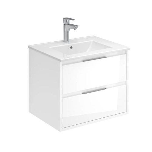 Mofém EVO 2 fiókos fali mosdószekrény fényes FEHÉR, 60x45/48cm, mosdó nélkül