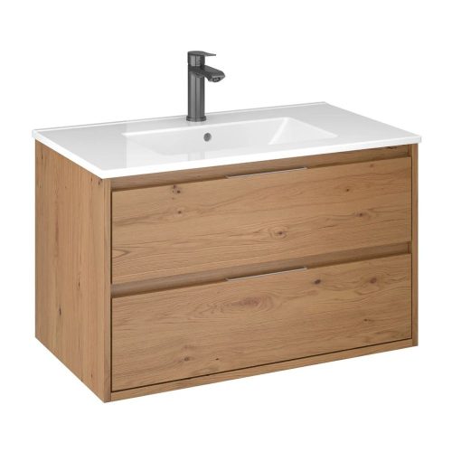 Mofém EVO 2 fiókos fali mosdószekrény TÖLGY, Roble Honey, 80x45/48cm, mosdó nélkül