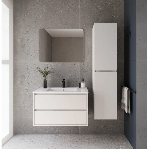 Mofém EVO 2 fiókos fali mosdószekrény fényes FEHÉR, 80x45/48cm, mosdó nélkül