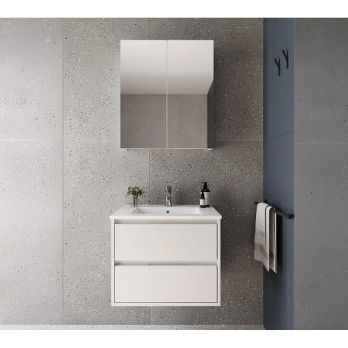 Mofém EVO Fali tükrösszekrény fényes FEHÉR, 60x72x19cm