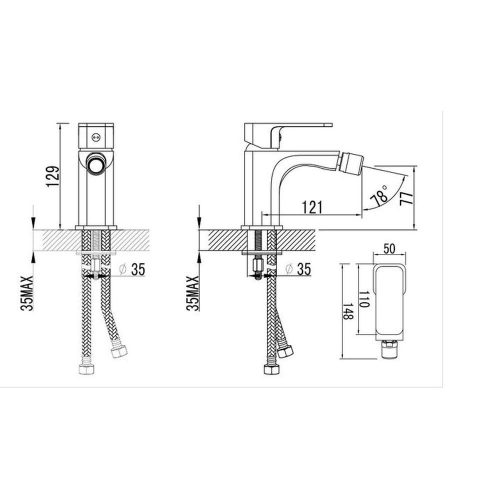 Sapho/Aqualine FACTOR bidé csaptelep leeresztő nélkül, króm