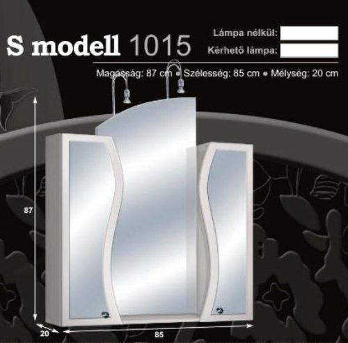 Guido S modell 1015 Felső tükrös szekrény lámpa nélkül 85 cm széles