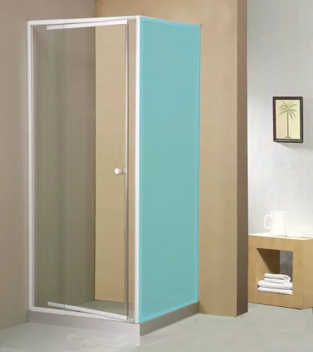 Aqualine-Sapho AMICO nyílóajtó fix résszel 100-122x185cm, fehér profil,         transzparent üveg 5mm (G100)