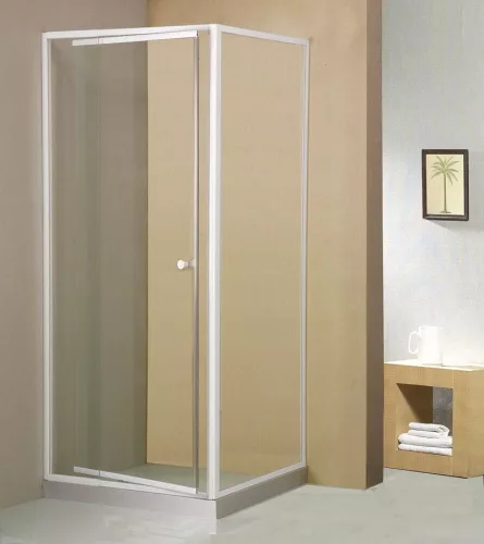 Aqualine-Sapho AMICO nyílóajtó fix résszel 100-122x185cm, fehér profil,         transzparent üveg 5mm (G100)