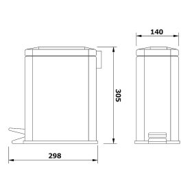   Aqualine-Sapho SIMPLE LINE szögletes szemeteskuka 5 l, 140x290x300mm, fényes inox GAQ006