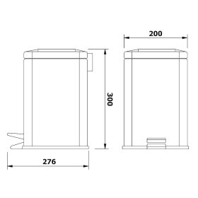   Aqualine-Sapho SIMPLE LINE szögletes szemeteskuka 6 l, 200x300mm, fényes inox GAQ006