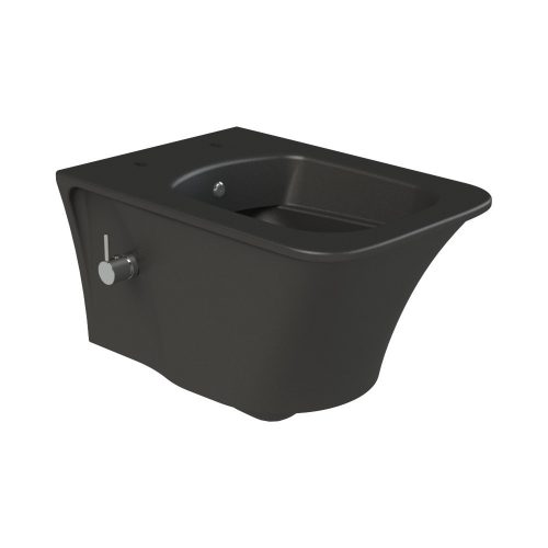 CeraStyle IBIZA fali WC - MATT FEKETE - BEÉPÍTETT bidé funkcióval - perem nélk  üli - mély öblítés