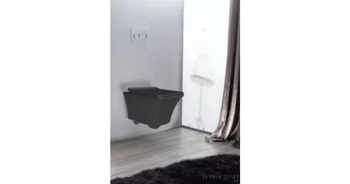 CeraStyle IBIZA fali WC - MATT FEKETE - BEÉPÍTETT bidé funkcióval - perem nélk  üli - mély öblítés