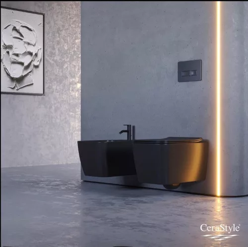 CeraStyle HERA fali WC - MATT ANTRACIT - rimless - perem nélküli - rejtett szerelésű - mély öblítés