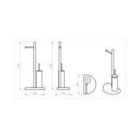   Sapho/Aqualine HIBISCUS álló WC-papír és WC-kefetartó, króm (HI32)