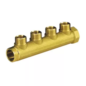   Osztógyüjtő 1" 4-as KM csatl.(KEREK) 204 1/2" csatl. réz