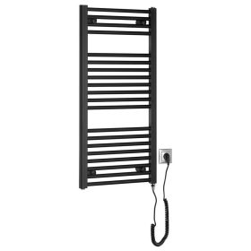   Sapho/Aqualine DIRECT-E elektromos fürdőszobai radiátor fűtőpatronnal egyenes 450x960mm 300W matt fekete