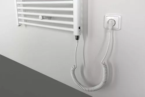 Sapho/Aqualine DIRECT-E elektromos fürdőszobai radiátor fűtőpatronnal egyenes 450x960mm 300W fehér