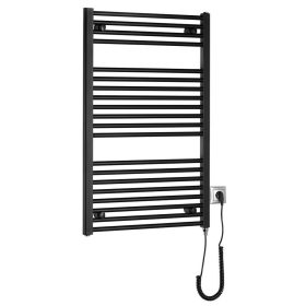   Sapho/Aqualine DIRECT-E elektromos fürdőszobai radiátor fűtőpatronnal egyenes 600x960mm 400W matt fekete