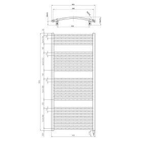   Sapho/Aqualine ORBIT-E elektromos fürdőszobai radiátor fűtőpatronnal íves 600x1320mm 600W fehér
