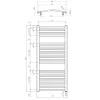 Sapho/Aqualine ORBIT-E elektromos fürdőszobai radiátor fűtőpatronnal íves 450x960mm 300W fehér