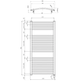   Sapho/Aqualine ORBIT-E elektromos fürdőszobai radiátor fűtőpatronnal íves 450x960mm 300W fehér