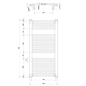   Sapho/Aqualine ORBIT Fürdőszobai radiátor íves 600x960mm fehér (ILO96T)