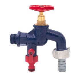   Kerticsap öntöttvas, dupla kifolyóval, tömlővéggel, 1/2" festett kék (ION-RA12D )