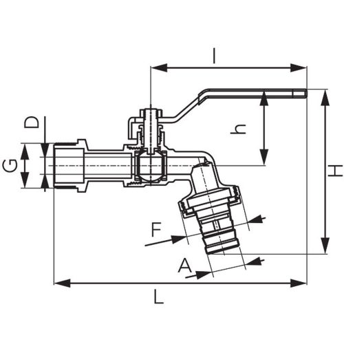 Ferro F-Comfort kerti csap, karos, fém tömlővéggel, 1/2"