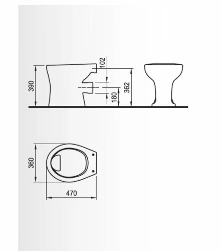 Álló WC hátsó kifolyású lapos öblítésű