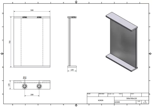 Aqualine KORIN LED tükör világítással 52x70x12 cm KO395