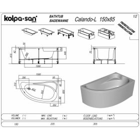 Kolpa Calando aszimmetrikus sarokkád 150x85cm Balos 592980