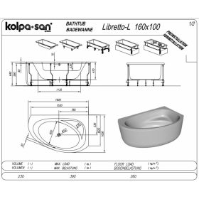   Kolpa Libretto aszimmetrikus sarokkád 160x100 cm Balos 574730