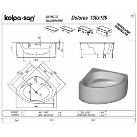 Kolpa Dolores sarokkád 130x130 cm 565480