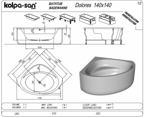 Kolpa Dolores sarokkád 140x140 cm 565280