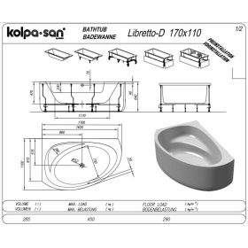   Kolpa Libretto aszimmetrikus sarokkád 170x110 cm Jobbos 565250