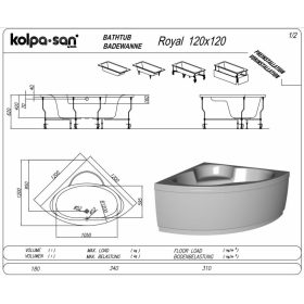 Kolpa Royal sarokkád 120x120 cm 731180
