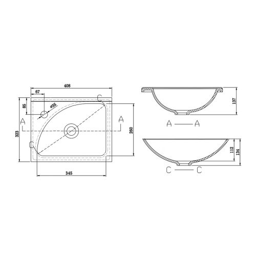 Aqualine öntöttmárvány mosdó 40x32 cm LM408