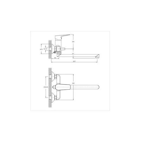 Sapho/Aqualine LOTTA fali KMT csaptelep zuhanyszett nélkül, króm