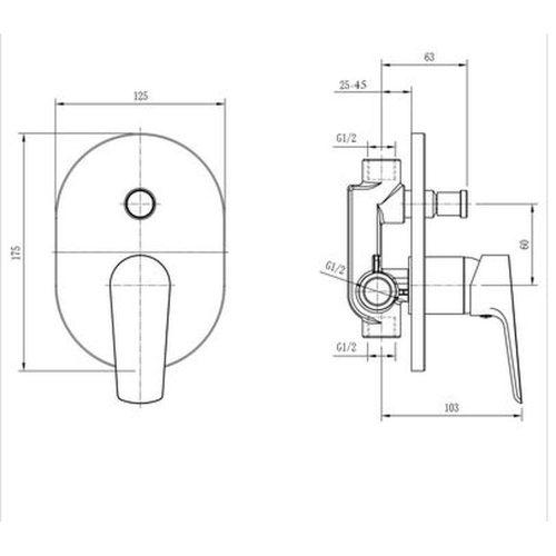 Aqualine-Sapho LOTTA falba süllyesztett csaptelep 2 irányú váltóval, matt fekete