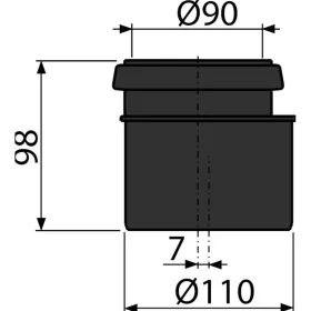   ALCA szűkítő DN90/110 falsík alatti WC tartály lefolyóhoz (M907)