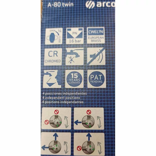 Arco TWIN kombinált sarokszelep CQ4102 1/2"x3/8"x3/8"